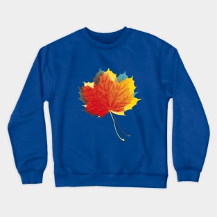 Autumn leaves red yellow on blue Crewneck Sweatshirt